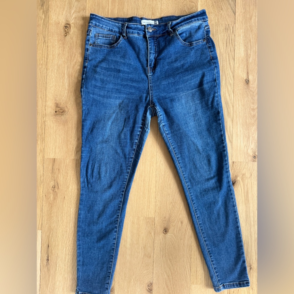 Barbados Triro Super Air Denim Jeans Womens Size 34 Blue Stretch Skinny Ankle
